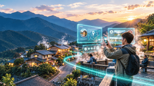 旅客在溫泉鄉用手機體驗 WebAR 互動集